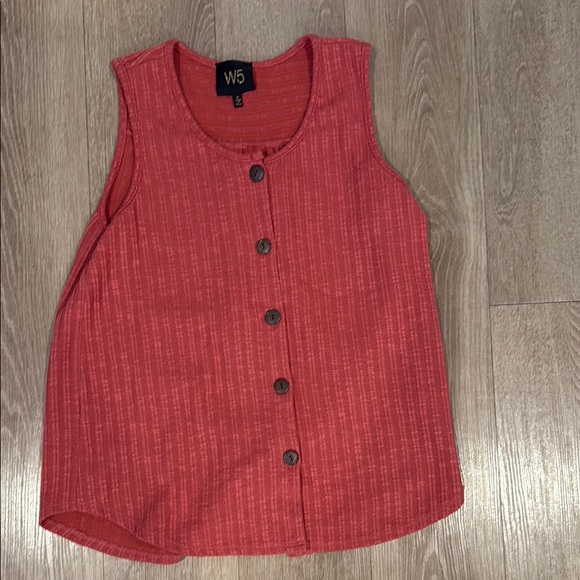 W5 Tops - W5 coral Ribbed Buttoned Tank Top
